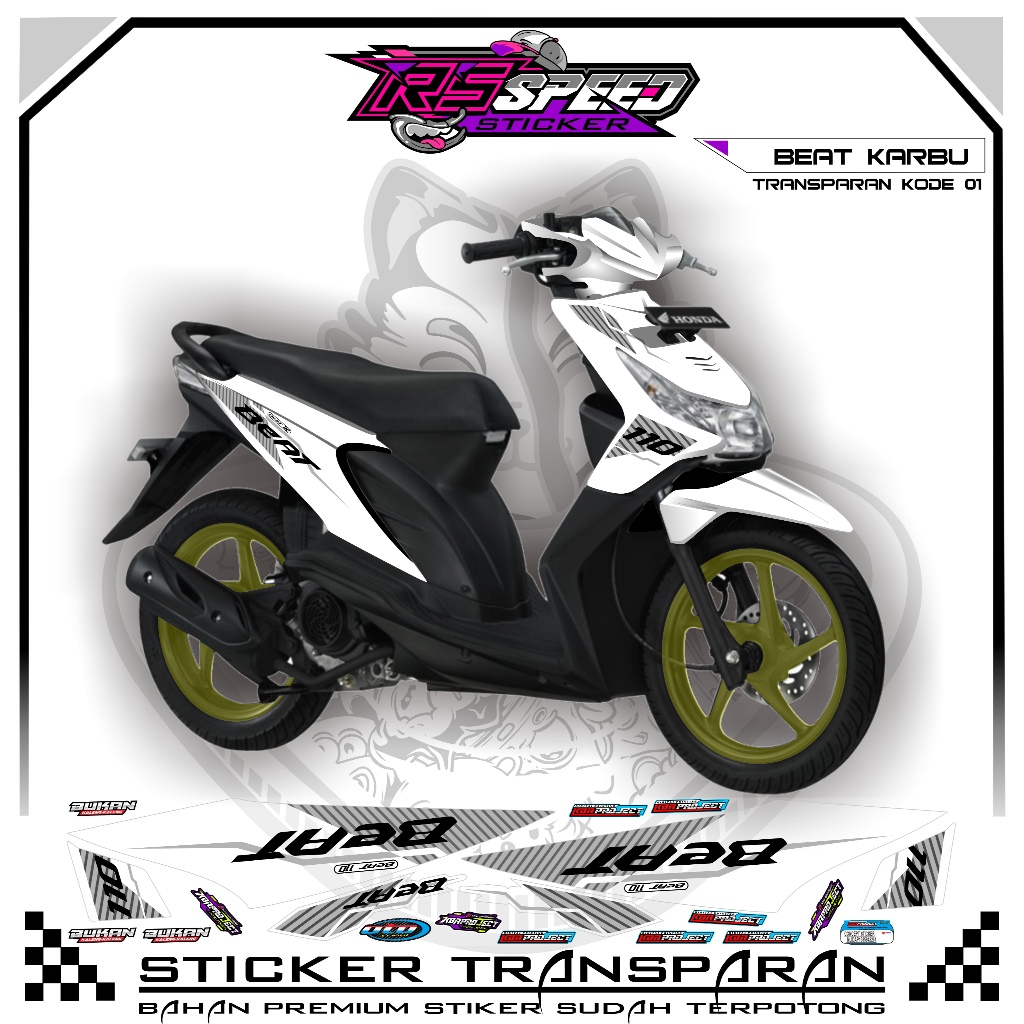 STRIPPING BEAT KARBU 2010 VARIASI STIKER BEAT KARBU 2010 UV TRANSPARAN KODE 01 BAHAN PREMUM