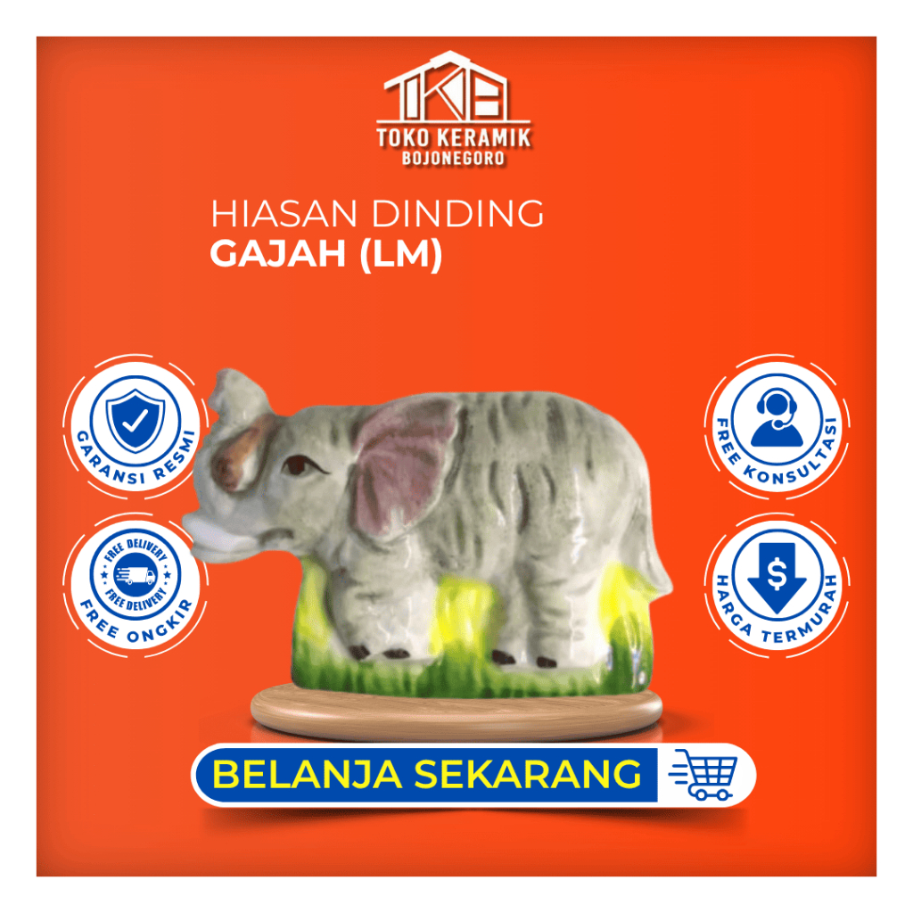 Hiasan Dinding Keramik Bentuk Gajah (LM)