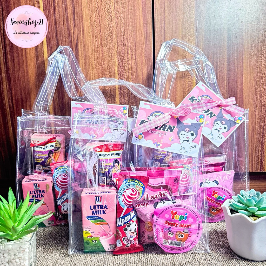 

Paket Snack Tema Pink Premium Tas Mika (Free Card)