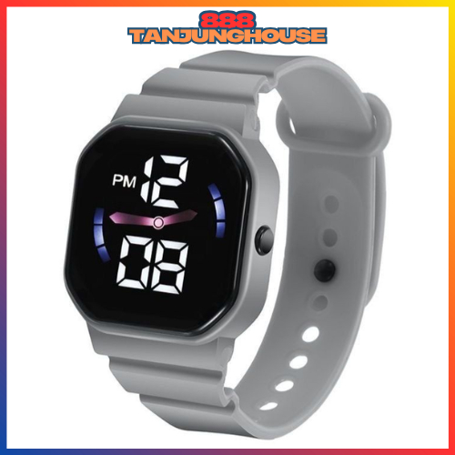 TJH Jam Tangan LED Digital Pria Wanita Rubber Electronic Fashion Couple Anak Remaja Premium RM062