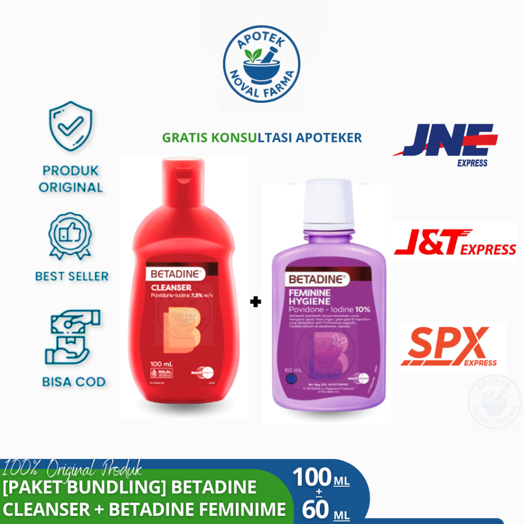 (Live) [BUNDLING] Betadine - Antiseptik Skin Cleanser 100ml + Betadine - Feminime Hygiene 60ml