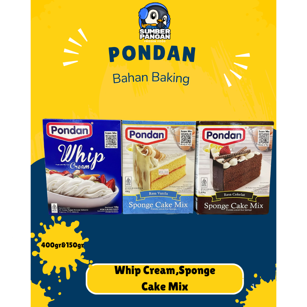 

Pondan Sponge Cake Coklat&Vanilaa 400gr& Pondan Whipe Cream 150gr