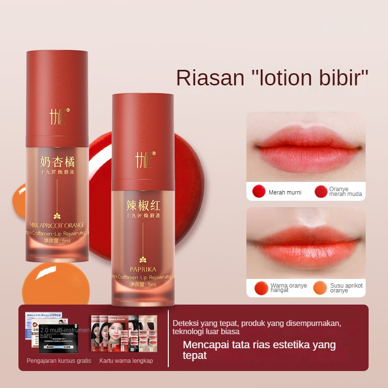 Tinta Sulam Bibir Semi Permanen Pewarna Bibir Alami Tanaman, Tahan Lama, Warna Terang, Tutup Bibir G