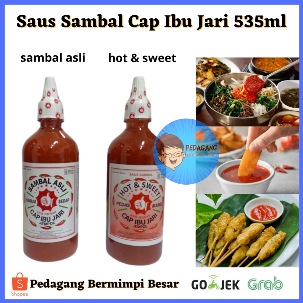 

Saus Sambal Cap Ibu Jari 535 ml/ Sambel Asli Cap Ibu Jari /SAMBEL/SAMBAL/SAOS SAUS SAMBAL CAP JEMPOL IBU JARI/ Saus Sambail HALAL