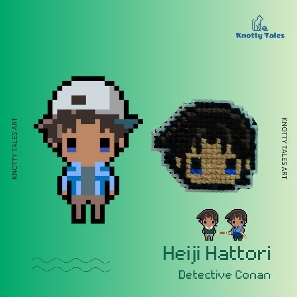 Knotty Heiji Hattori Gantungan Kunci Detektif Conan Cross Stitch