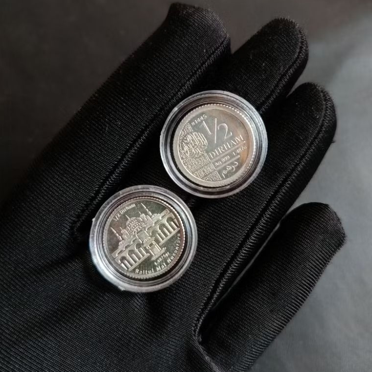 Koin perak pecahan 1/2 Dirham wakala Dirham BMN