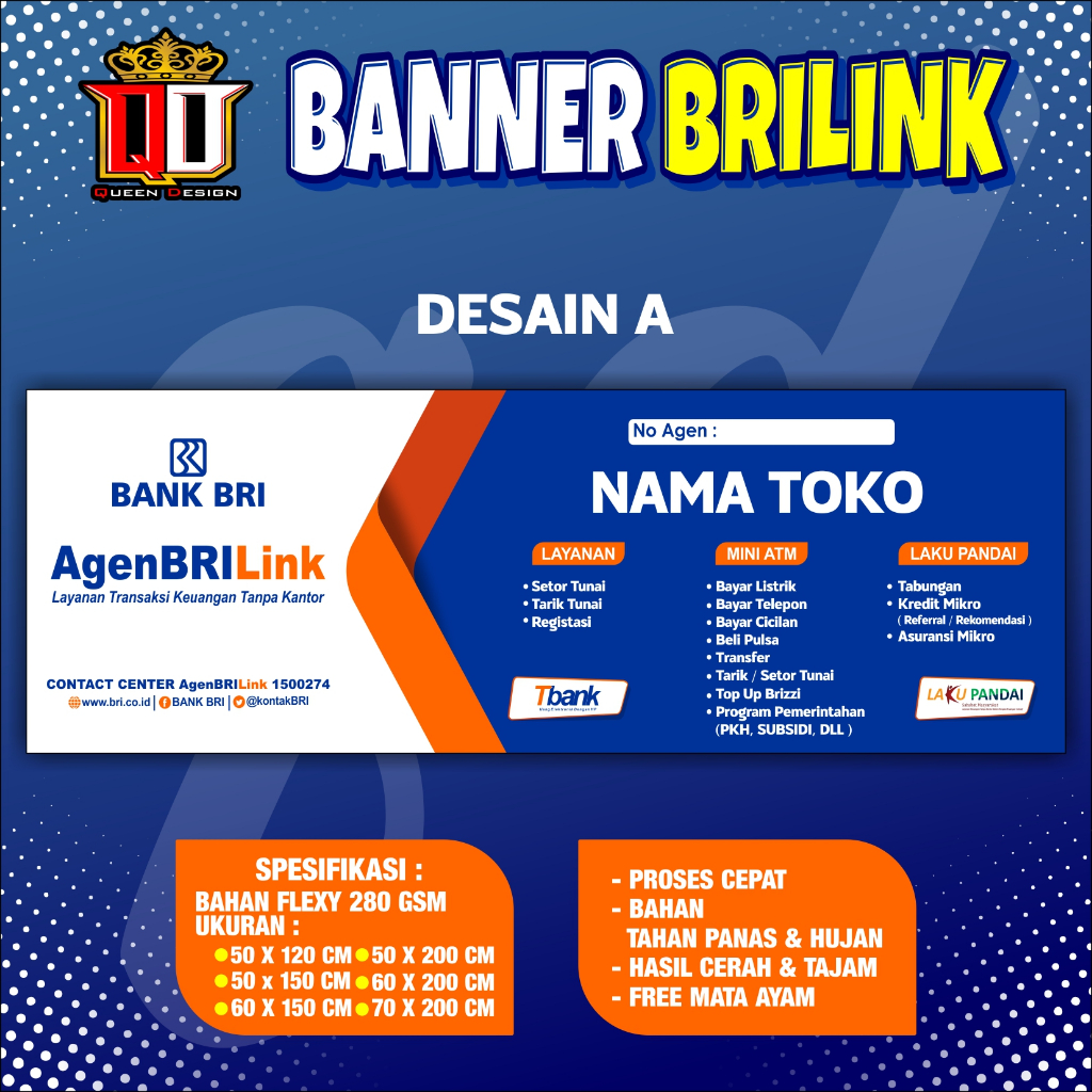 Spanduk AGEN BRILINK-Banner AGEN BRILINK-Banner MINI ATM BRILINK CUSTOM NAMA TOKO