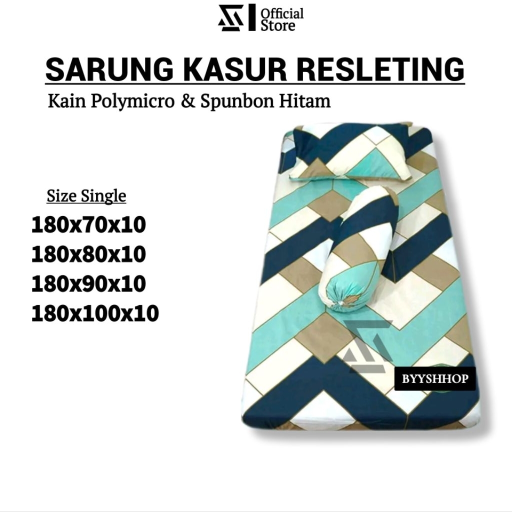Sprei sarung kasur resleting kain polymicro ukuran single