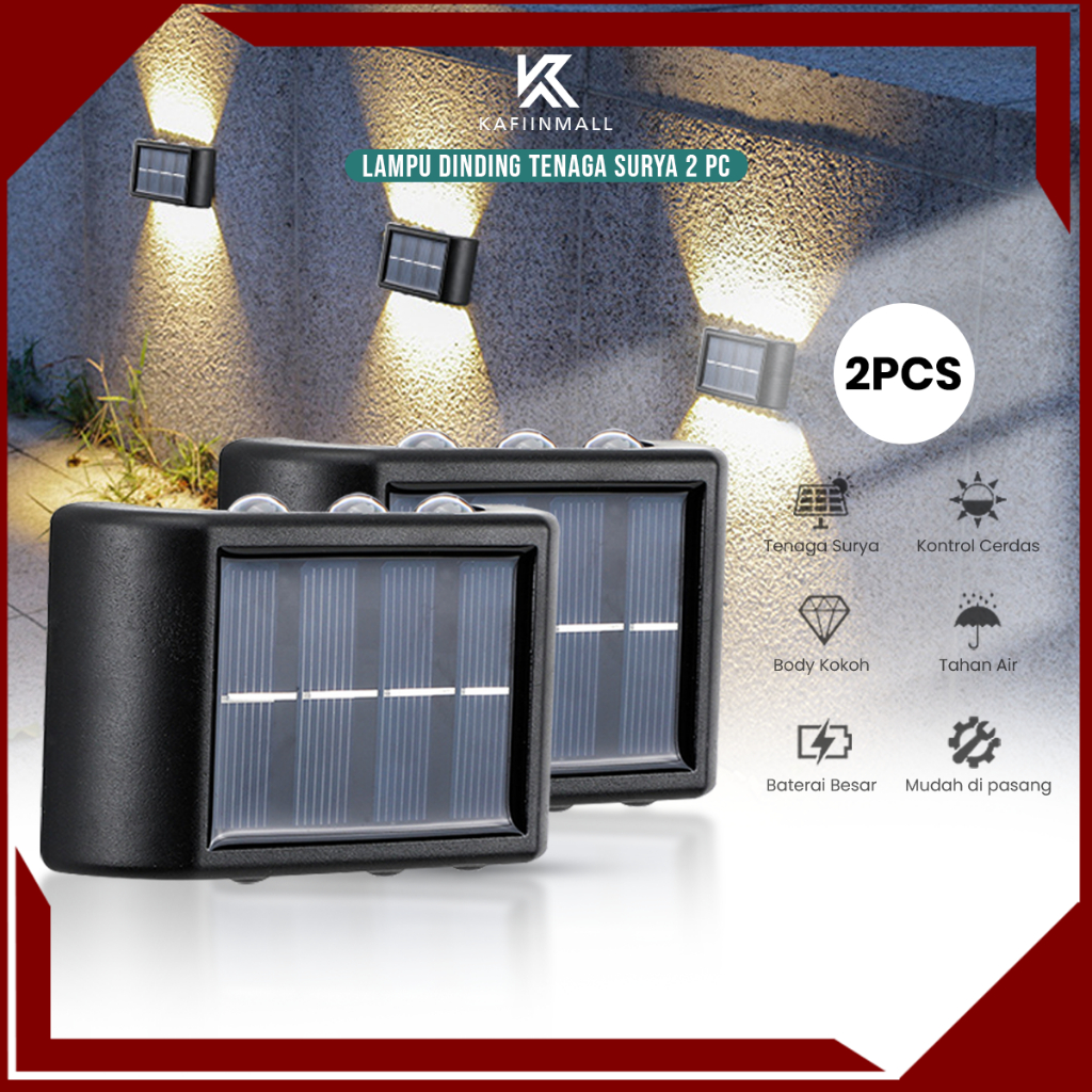 2PCS Lampu Dinding Outdoor-Lampu Taman Outdoor Tenaga Surya-Anti Air Lampu Taman Tenaga Surya COB