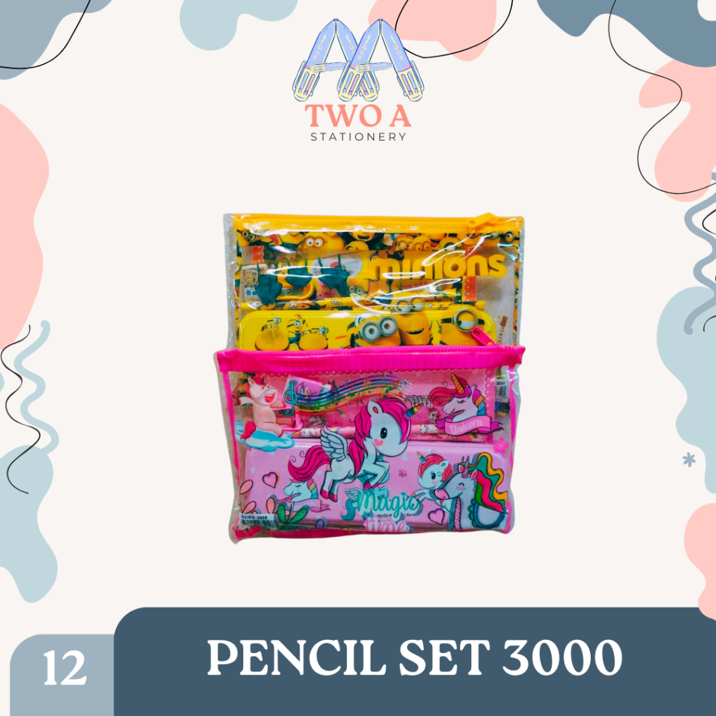

PENCIL SET 7 in 1 FREE POUCH/ ALAT TULIS SEKOLAH ANAK / STATIONERY SET 3000