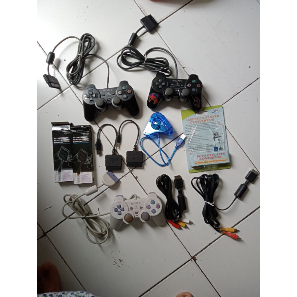 Stick PS2 & Stick PS1 Analog ORIGINAL - Vintage, Konverter PS1 & PS2 ke USB, Kabel AV/Kabel RCA PS1 