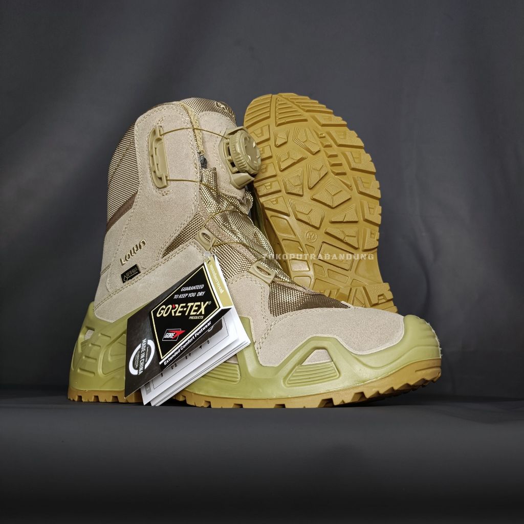 Sepatu Lowa Tactical Tali Putar Cream / Sepatu Lowa 8 inci Tali Putar / Sepatu Pdl Lowa Goretex / Se