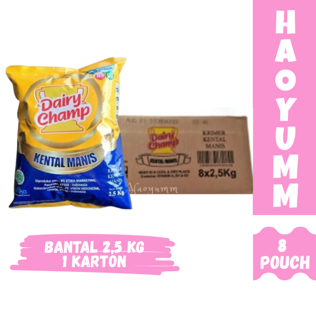 

[EXPIRED AUGT 2026] Dairy Champ Krimer Kental Manis 2,5kg - 1 Karton Isi 8pcs [HAOYUMM]