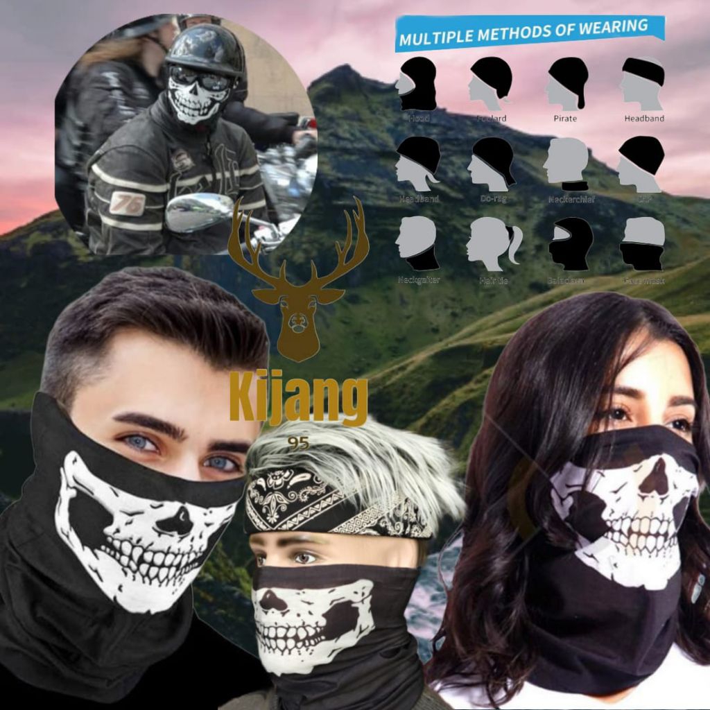 buff tengkorak Import | masker buff motif | buff pria multifungsi tanpa jahit tepi