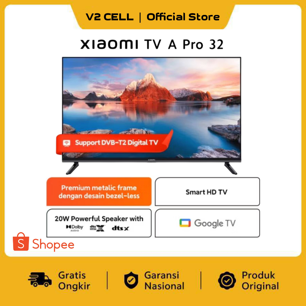 Xiaomi Smart TV A Pro 32 HD | Digital TV | Resolusi HD Dolby Audio™ DTS-X Google TV (HANYA UNTUK PEM