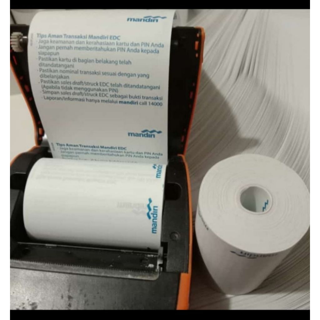 

Kertas Thermal Logo Bank Mandiri Ukuran 58/57x40mm Paket 10 Roll