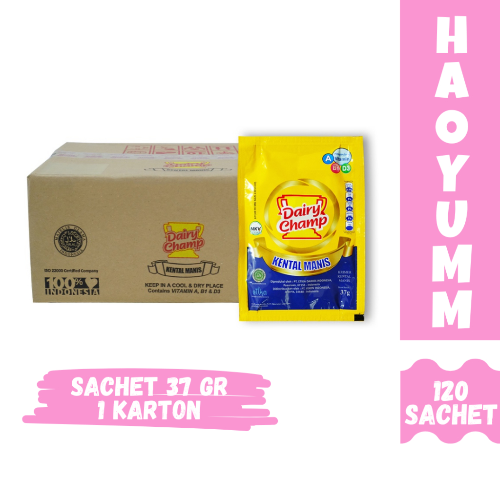 

[EXPIRED JULI 2026] Krimer Kental Manis Dairy Champ 1 karton isi 120 Sachet [HAOYUMM]
