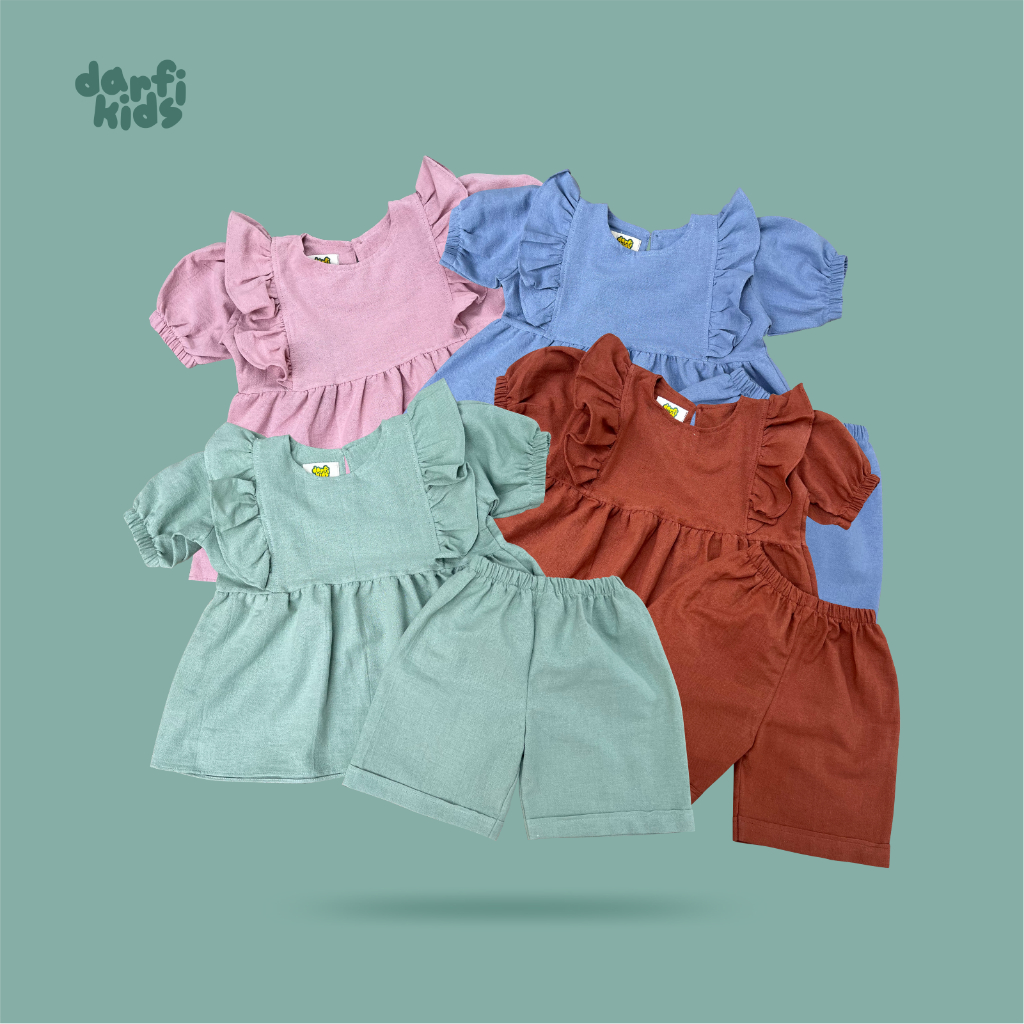 DarfiKids - Set anak Cotton linen - Set Anak Perempuan