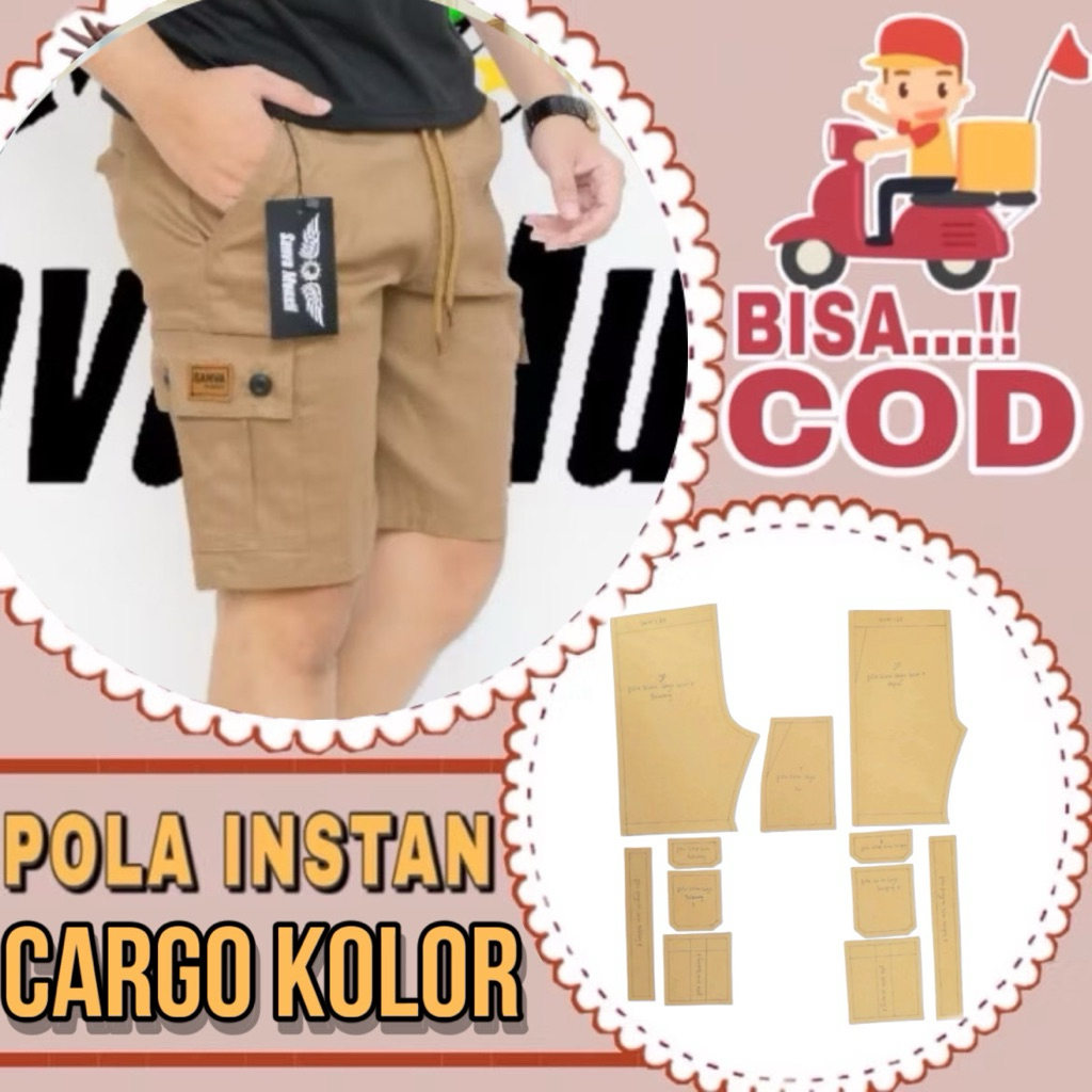 BISA COD✔️ Pola instan celana cargo kolor pria - pola jiplak celana cargo - pola jahit cargo kolor p