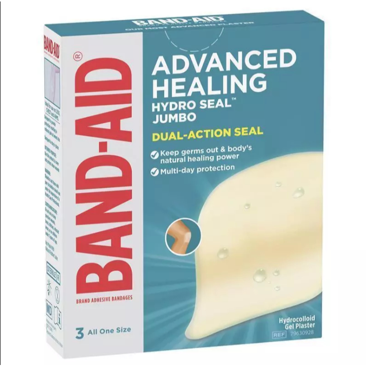 Band-Aid Advanced Healing Hydro Seal Jumbo 3 Pack – Plester Luka Anti Air & Penyembuhan Cepat