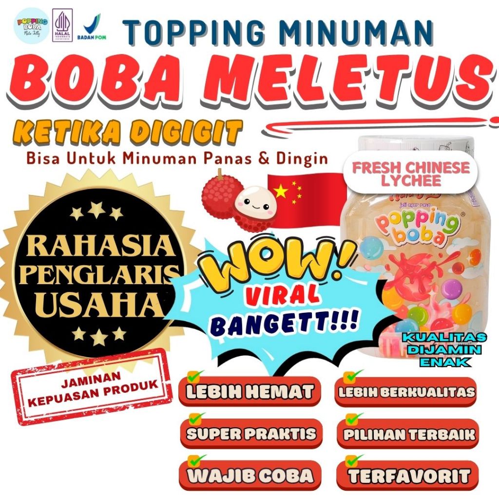 

PoppingBobaMeletusDimulutPerpaduan DAIRY CHAMP Susu Kental Manis - Popping Boba 500 Gram | Cocok Untuk Semua Jenis Minuman