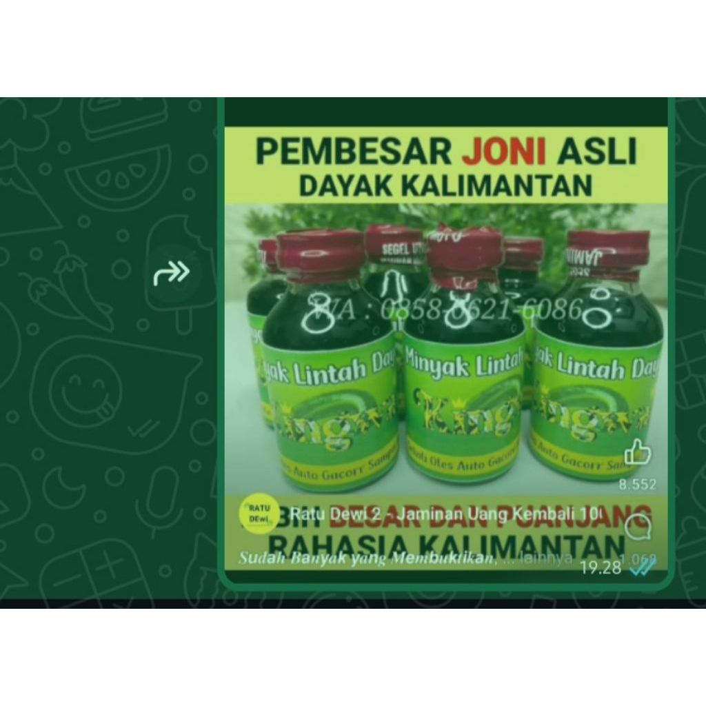 

minyak. herbal asli kalimantan cuci gudang
