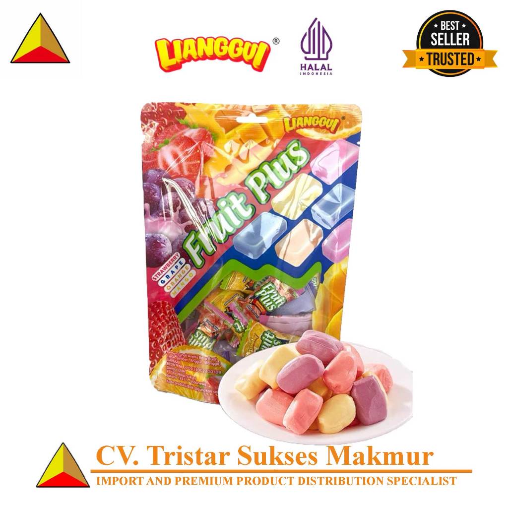

(HALAL) Lianggui Fruit Plus Candy 120gr – Permen Buah Kenyal Rasa Segar, Manis & Warna-Warni