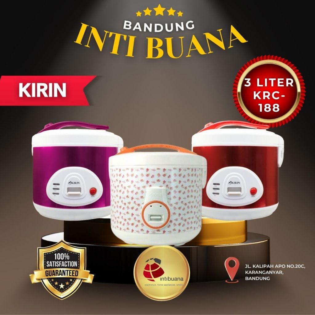 Magic Com Kirin 3L KRC-188 / KRC-188WH / KRC188 / KRC 188 (WH) Rice Cooker Jumbo Extra Besar kapasit