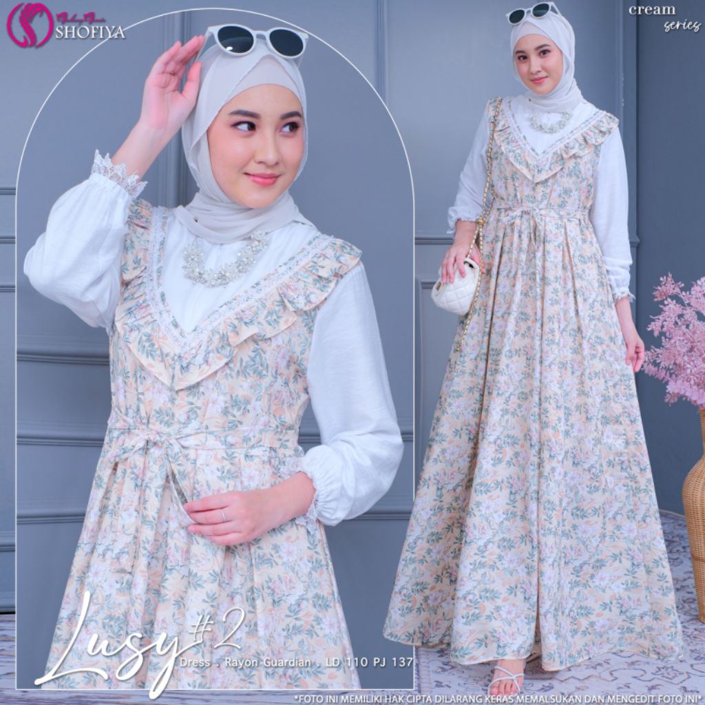 [NEW] GAMIS DRESS LUSY BY SHOFIYA // MIDI DRESS FASHION MUSLIM KEKINIAN // AYUNDA BY SHOFIYA