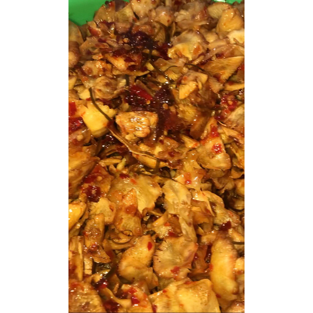 

keripik tela pedas manis asin gurih