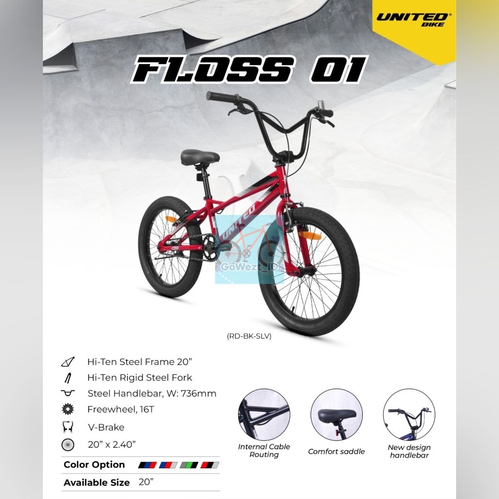 Sepeda Anak BMX Ukuran 20 United Floss 01 Laki-Laki Cowok | High Quality