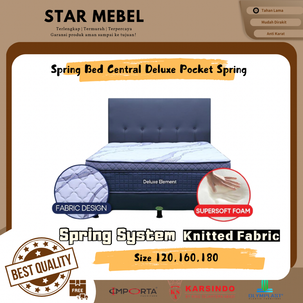 Spring Bed Central Deluxe Plus Pocket Spring(TANPA DIVAN)