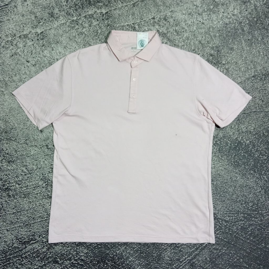 kaos krah polo pria UNIQLO AIRISM PINK murah size L