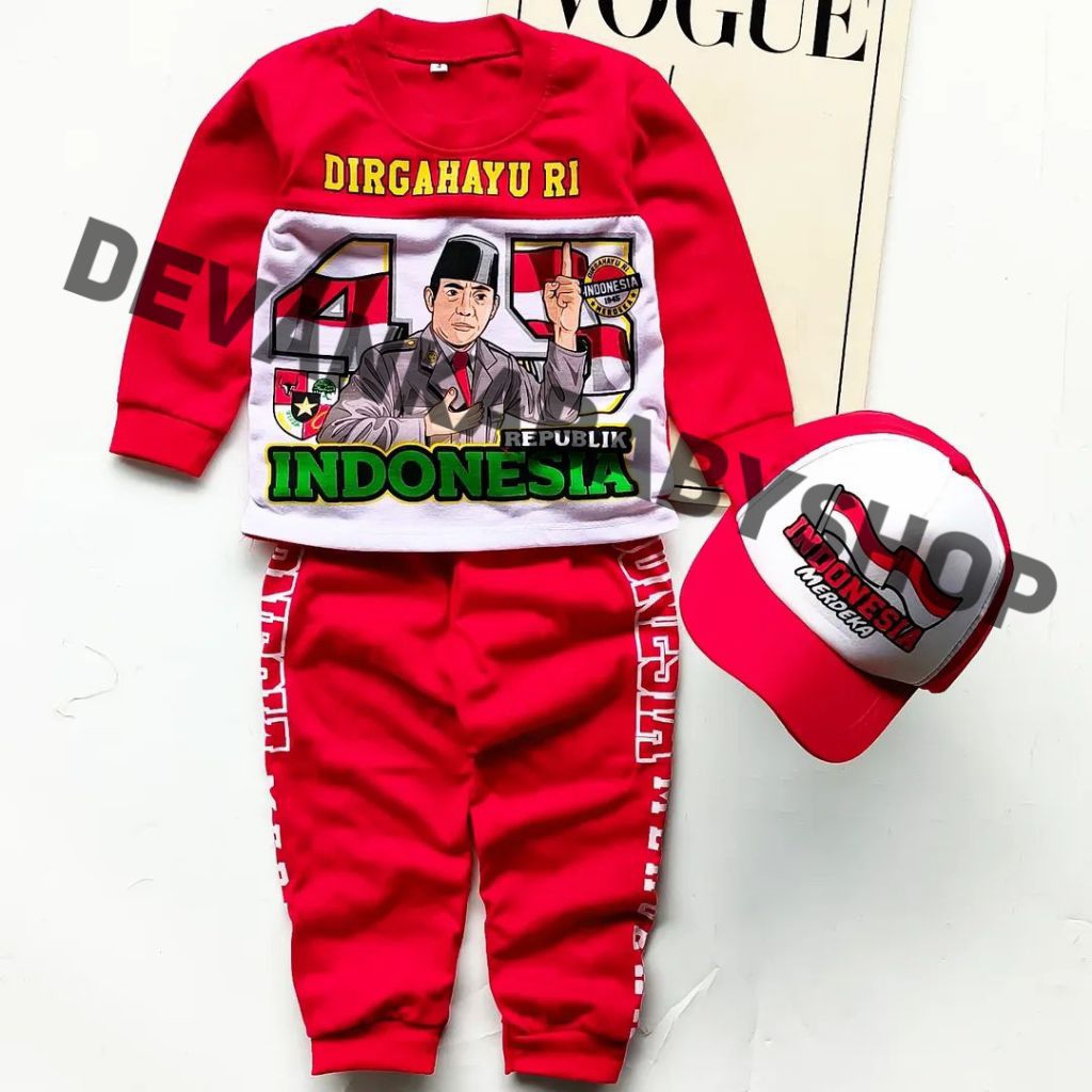 BAJU ANAK MERAH PUTIH SETELAN ANAK COWOK DIRGAHAYU INDONESIA UNTUK UMUR 1-10 TAHUN
