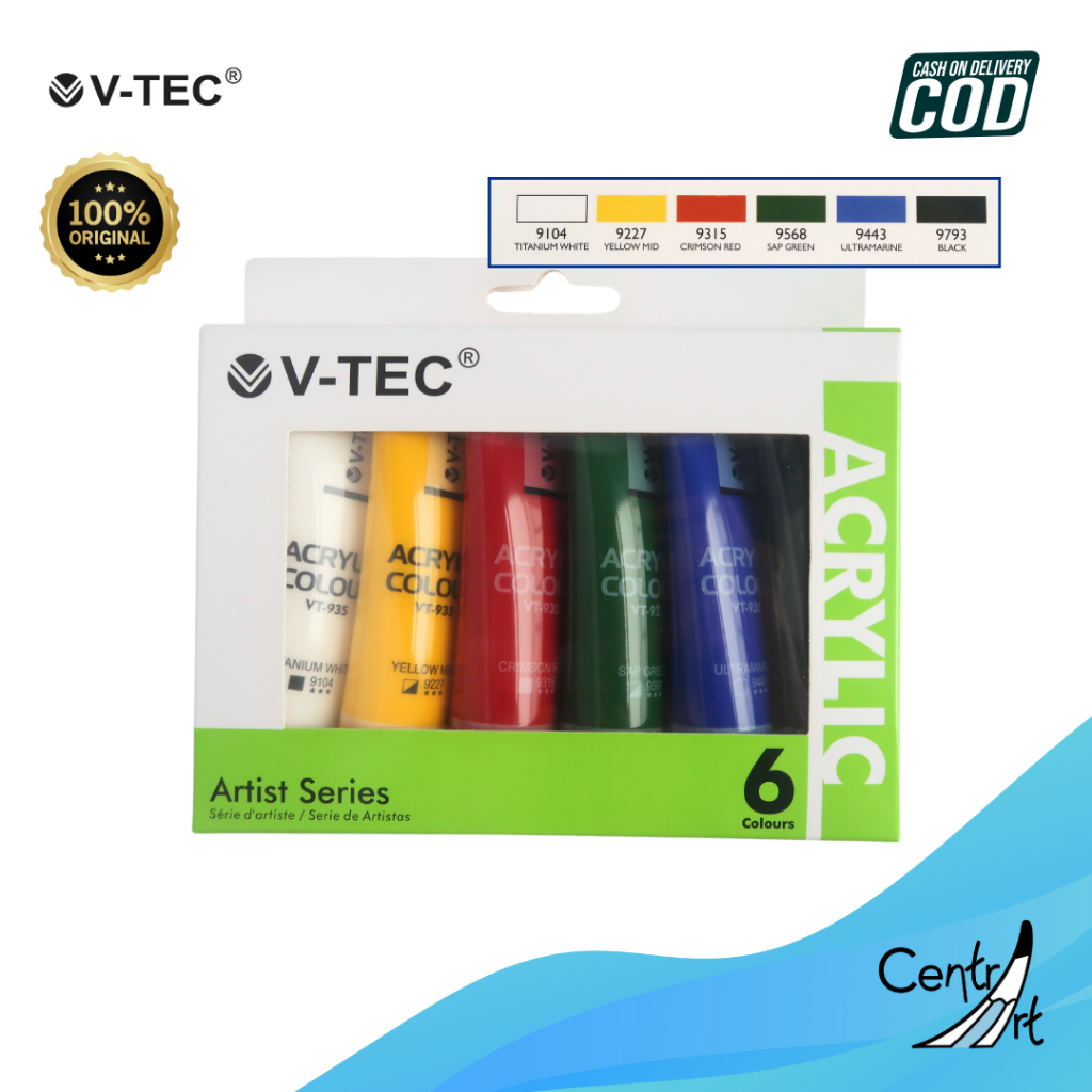

V-TEC Cat Akrilik Vtec Acrylic Paint Set 6 warna VT-635