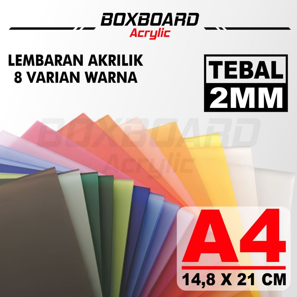 Akrilik Warna / Ukuran A4 / Akrilik Lembaran / Ketebalan 2MM / Acrylic Sheet A4 2MM