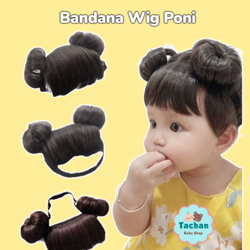 Bandana Bayi Wig Poni / Bandana Wig Poni Anak / Rambut palsu bayi perempuan/ Bando rambut palsu bayi