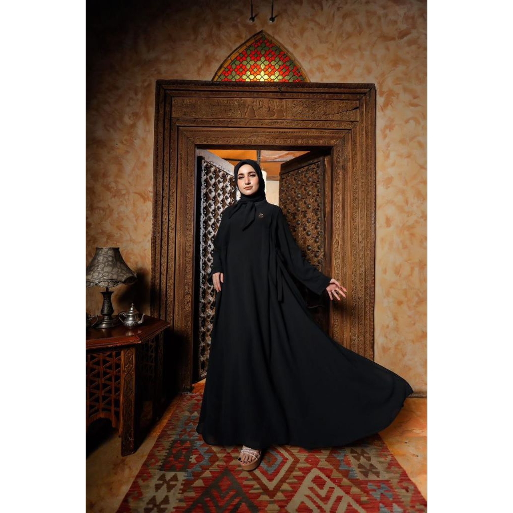 Dress Shella Saukia Original Warna Hitam | Daily dress | Baju Kajian | Baju Umroh