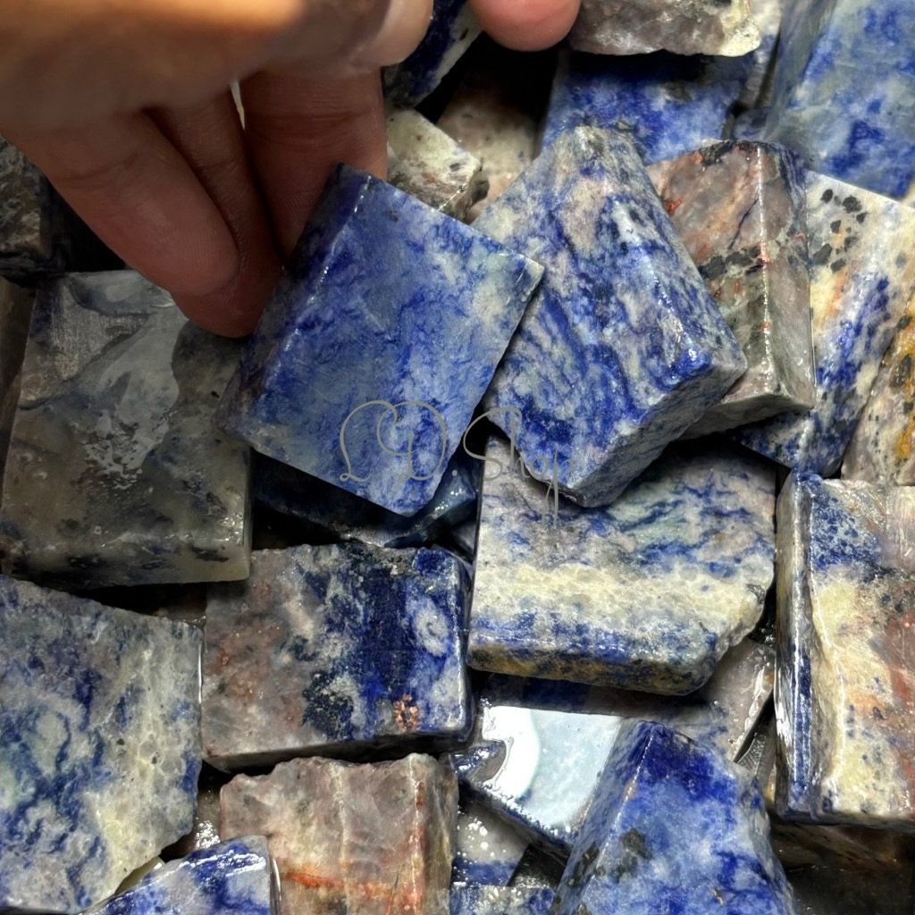 bongkahan batu akik badar besi biru kwalitas super / batu akik badar besi biru / bahan batu badar be