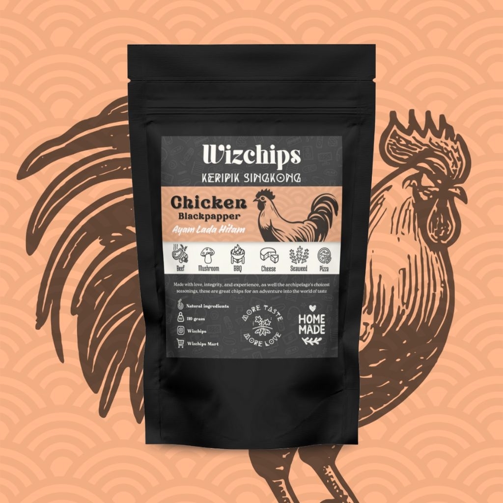 

WIZCHIPS Keripik Singkong Premium Rasa Ayam Lada Hitam 110gram