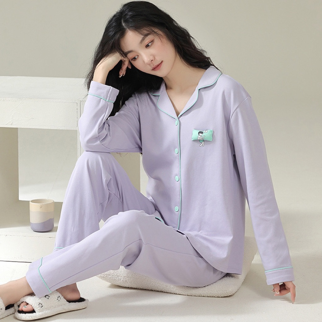 Pajama Korea Piyama Setelan Baju Tidur  Cewek Piyama Elegan Pajama Adem dan Nyaman Baju Tidur Wanita