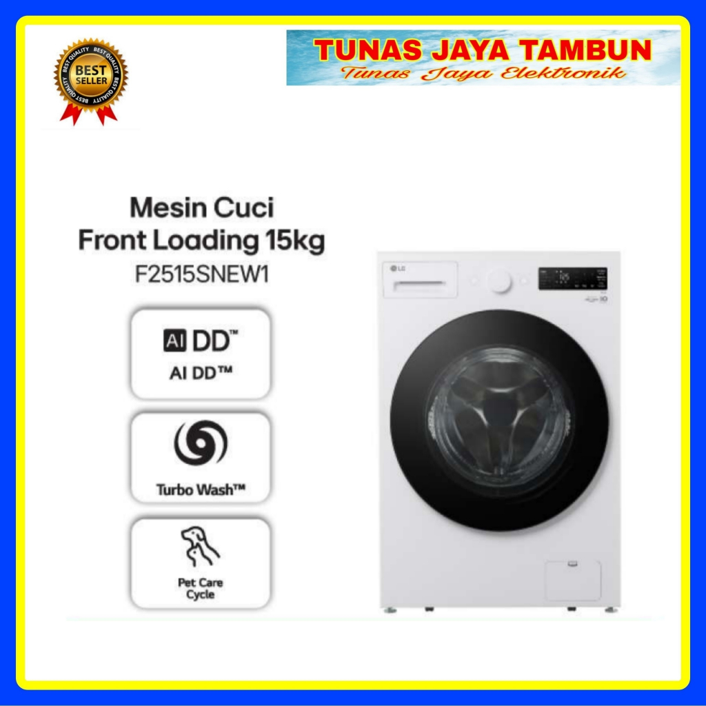 MESIN CUCI LG F 2515 SNEW1 / MESIN CUCI LG FRONT LOADING 15KG / LG F2515SNEW1 MESIN CUCI 15 KG