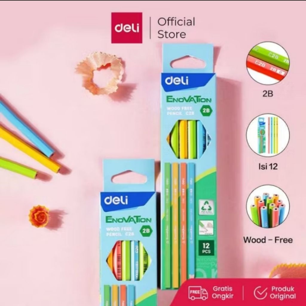 

Deli Wood Free Pencil / Pensil 2B Isi 12 Ramah Lingkungan Bahan Daur Ulang EC28