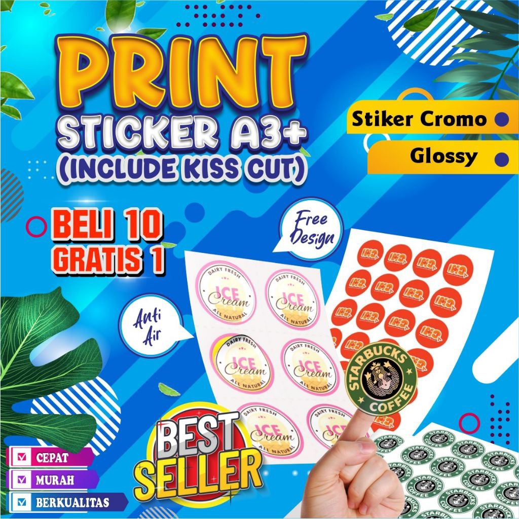

Cetak Stiker Label Kemasan / Makanan A3+ Free Cutting