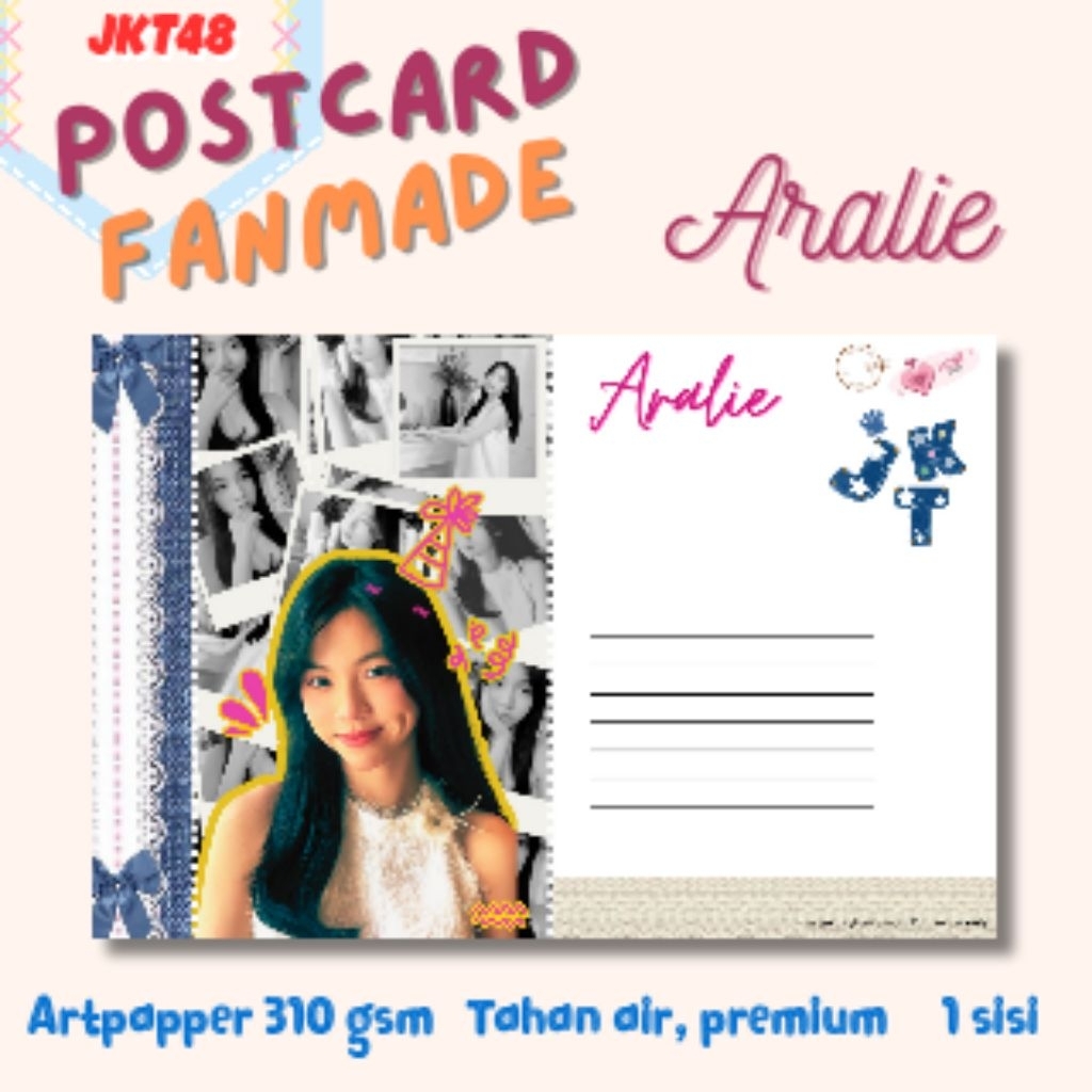 

Postcard Kartu Ucapan Fanmade JKT48 - ARALIE Series Koleksi Edisi Spesial – Doff Finish 310gsm