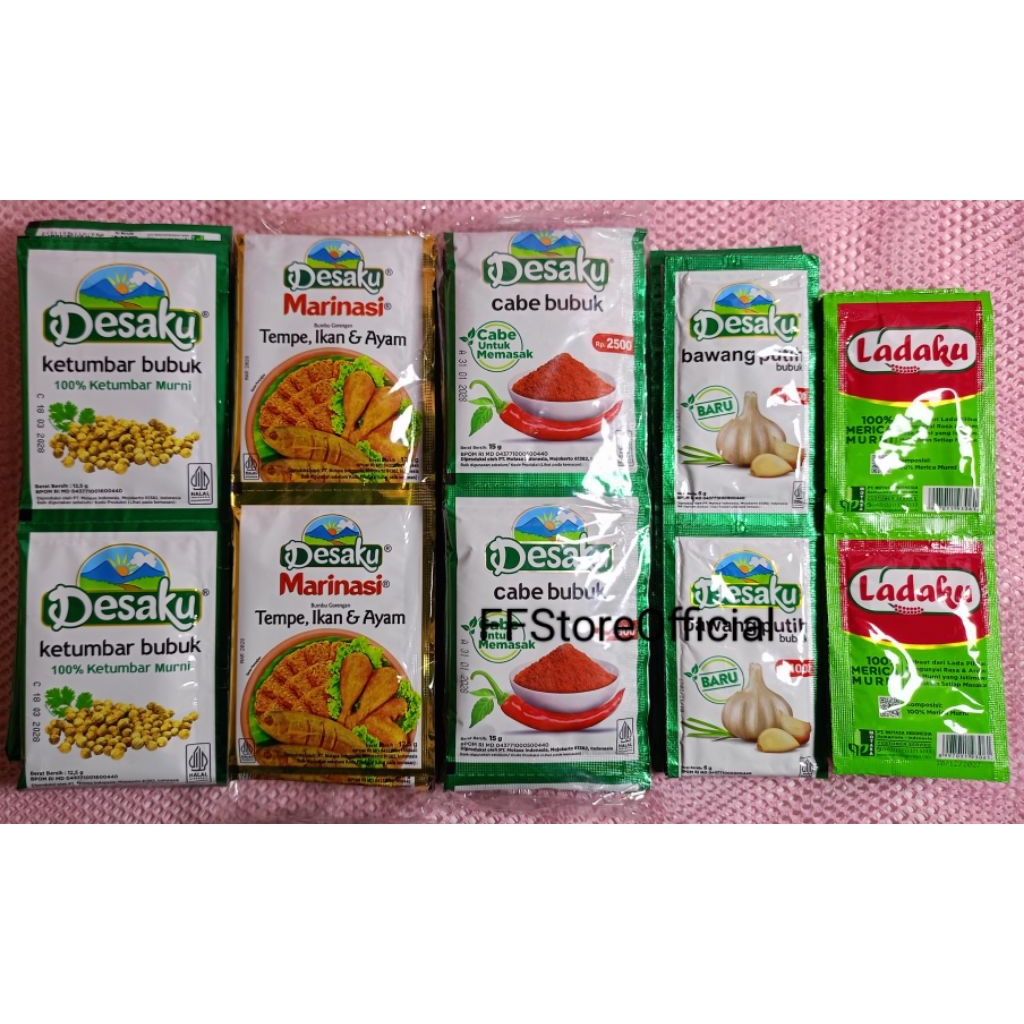 

DESAKU Bumbu Marinasi, Cabe, Bawang Putih, Ketumbar, Kunyit Bubuk 1 RENCENG