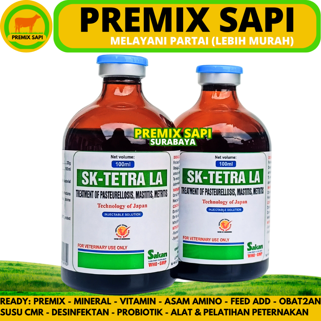 SK TETRA LA 100ML SAKAN - Antibiotik Hewan Spektrum Luas Atasi Infeksi Pada Ternak Long Acting