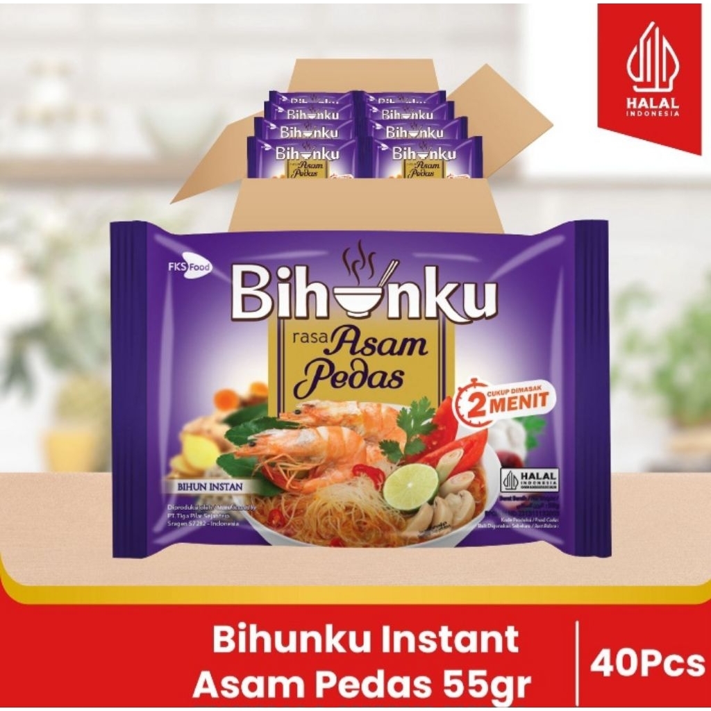 

Bihunku Instan - Asam Pedas - 1 karton - 40 Pcs - 55gr