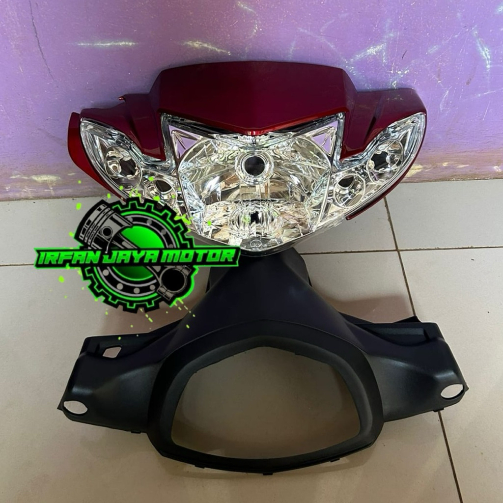 Batok Vega R New depan belakang warna Merah Maroon / Batok kepala vega R new Full Set Lampu Depan