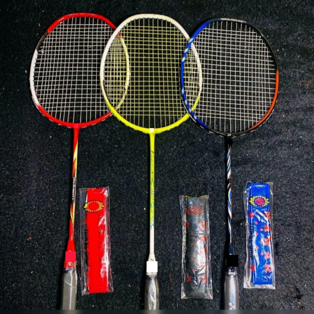 Raket Badminton pull set Tas dan friee grip siap pakai 24 lbs raket asli super bagus